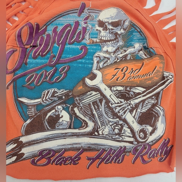 Harley Davidson Sturgis Rally Fringe Halter Top Upcycled - Picture 4 of 7